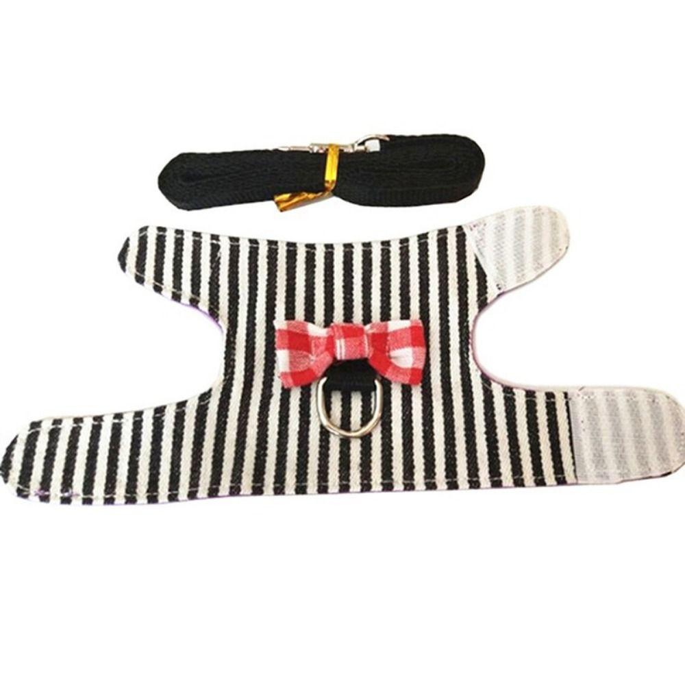 Breathable Small Pet Harness and Leash Set Adjustable Bowknot Hamster Collar Vest Easy To Wear Comfortable