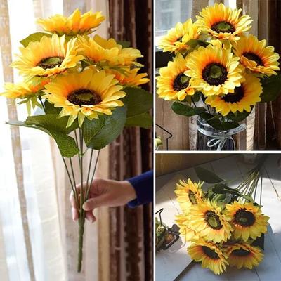 Artificial Large Sunflowers Bouquet Fake Silk Flowers Home Office Party Decor