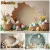 Mocsicka Art Wall Hole Photography Background Easter Egg Spring Flower Portrait Backdrop Birthday Decoration Photo Studio Banner