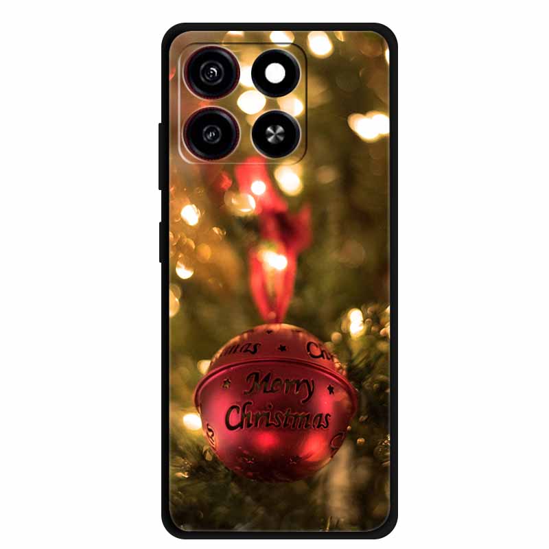 Christmas Cover For ZTE Blade A35 A55 Case Black Silicone Cases for ZTE Blade A55 Cartoon Santa Claus Christmas Tree Back Cover