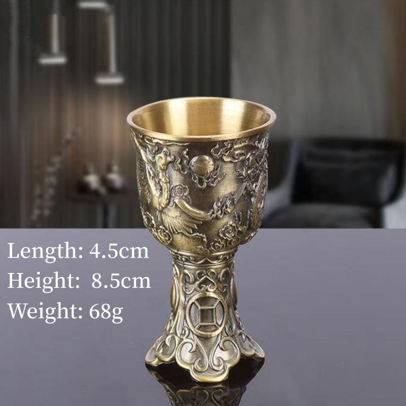 European Vintage Wine Glasses,Carved Mini Spirit Vodka Cup,Bronze Alloy Portable Spirits Goblet,Wedding Decoration, 30ml,1pcs