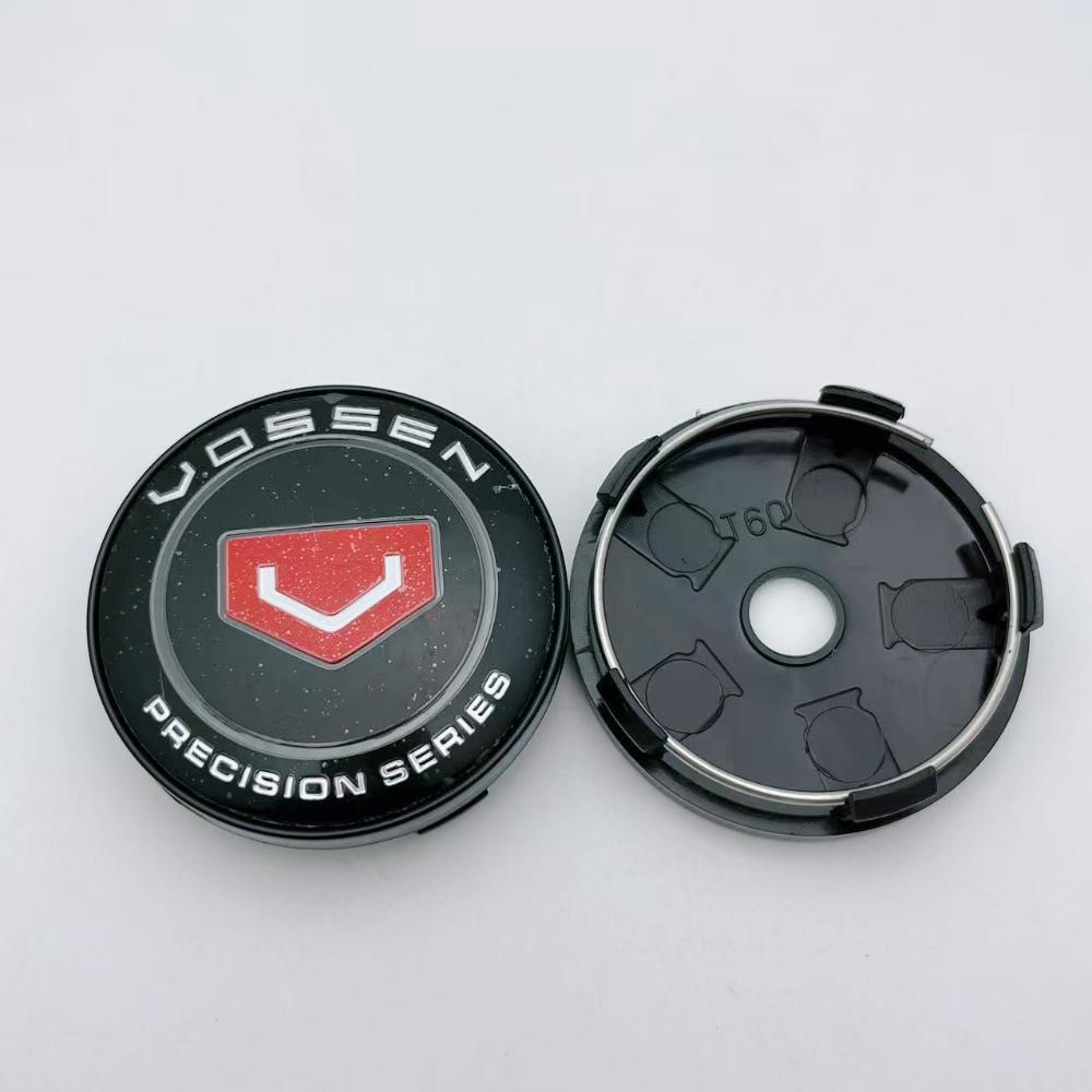 4pcs 60MM ( 56MM I.D ) Vossen Logo Emblem Car Wheel Center Caps Auto Rim Centre Cover Wheel Hubcaps Car Accessories Black/Silver