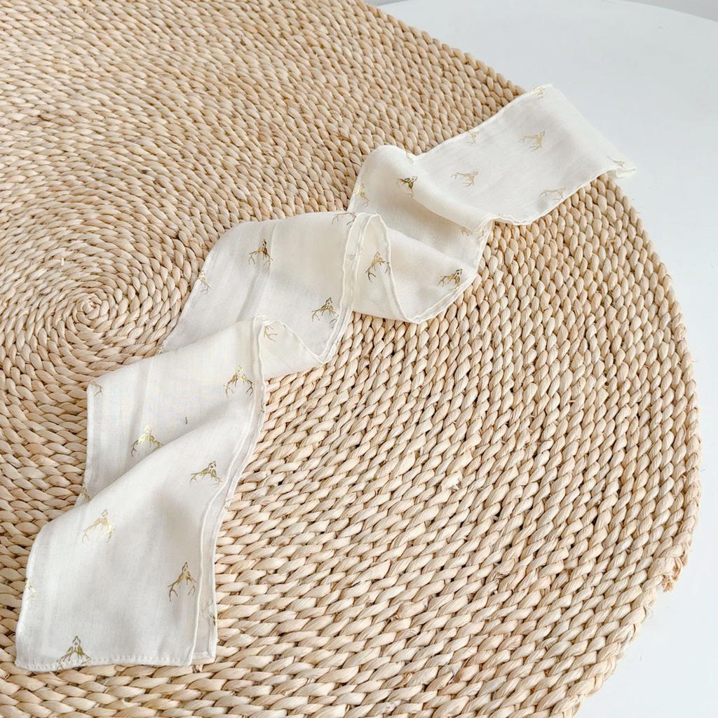 Retro Small Plaid Linen Square Scarf Literary And Versatile Women'S Summer Neck Protection Small Silk Scarf Scarf Accessories