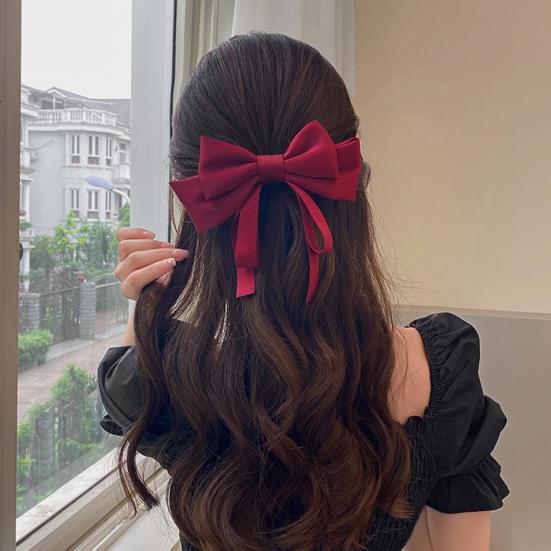 Hairpin Smooth Satin Hand-Sewn Three-Dimensional Ribbon Large Bow Hair Clip Hair Styling Tool Hair Accessories