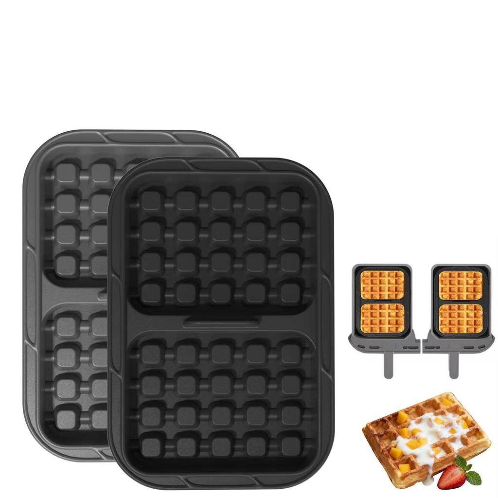 Quadratische Silikon-Waffelbackform Kompatibel mit Heißluftfritteusen-Backblech Antihaftbeschichtet Flexibel Hitzebeständig Kuchenform für Hausgemachte Waffeln und Desserts