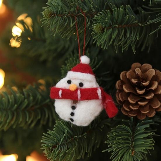 Decorative Charms for Christmas Wreaths Felt Ornament, Handmade Wool Santa Claus, Elf, Snowman Craft Gifts Hanging Decor, Cute Tree