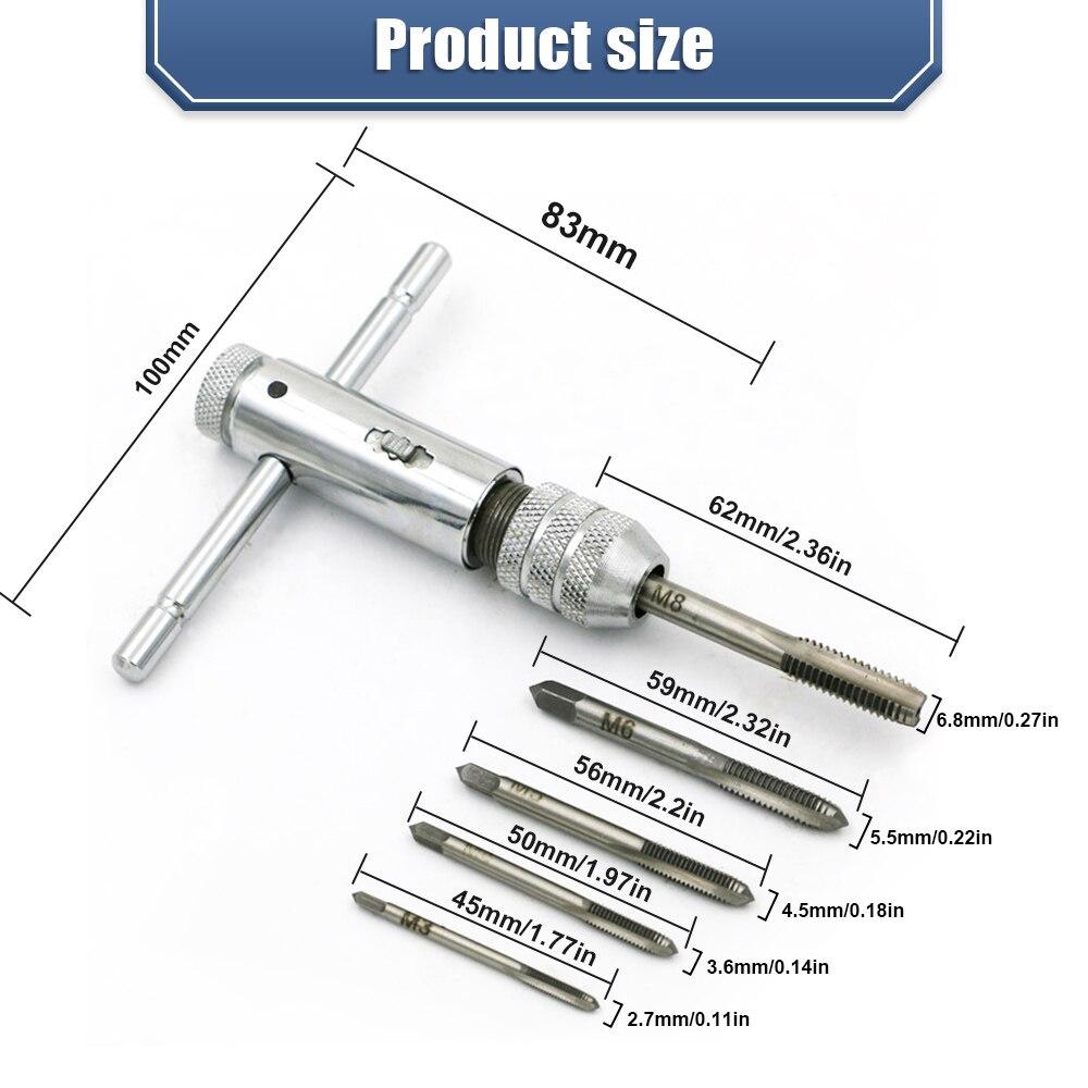 1SET/6pcs M3-M8 Tap Wrench for Adjustable Ratchet Hand, Positive and Reverse Wrench for Silk Tapping Hand Manual Tapping