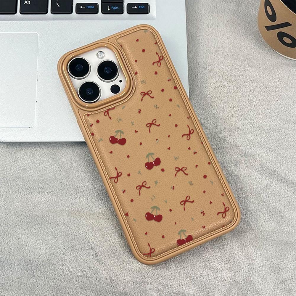 Bow Cherry Phone Case For IPhone 17 17Air 16 15 Case For IPhone 11 13 12 14 Pro Max 16 15 14 Plus Cover Case Funda 17 17Air