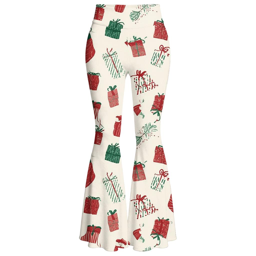 Women's Christmas Printed High Waisted Flared Yoga Pants Casual Slim Fit Everyday Wear