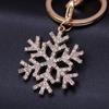 New Arrival Gold-color for Woman Ladies Crystal Snowflake Keychain Jewelry Key Ring Pendant