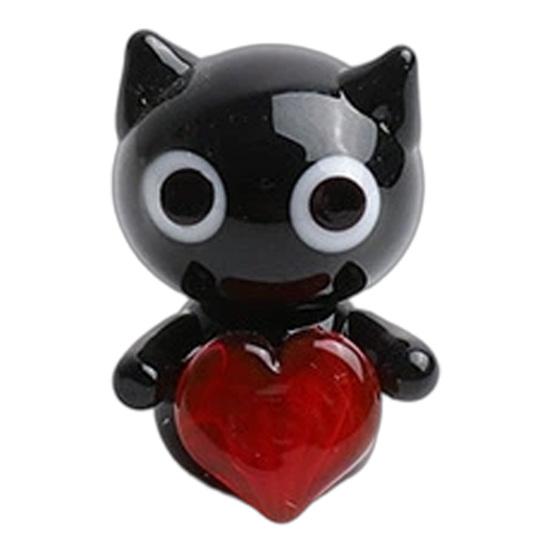 Glass Black Cat Miniature Tiny Colored Glass Cat Ornament Cute Mini Kitty Figurine for Desktop Bookshelf Fairy Garden Micro Landscape Decor