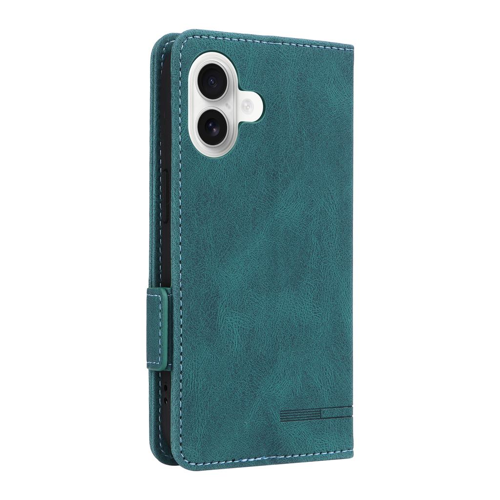For iPhone 17 Case Leather Wallet Flip Phone Cover with Hardware Decor