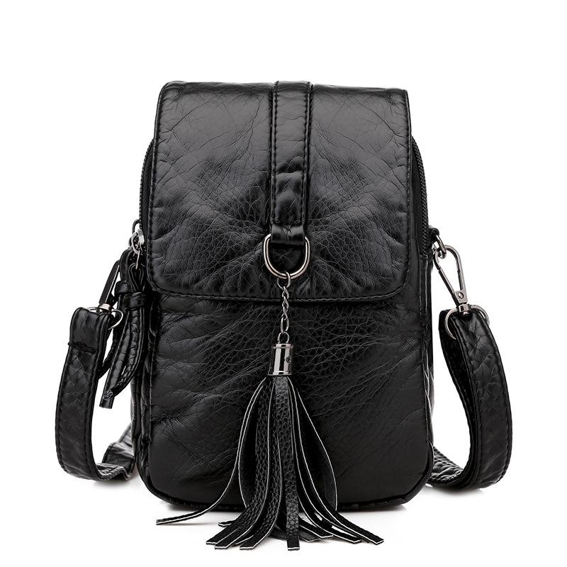 

Summer Fashion Mini Women Messenger Bags Pu Leather Women Shoulder Bag Tassel Solid Clutches Ladies Tote Purse Crossbody Bags чорний