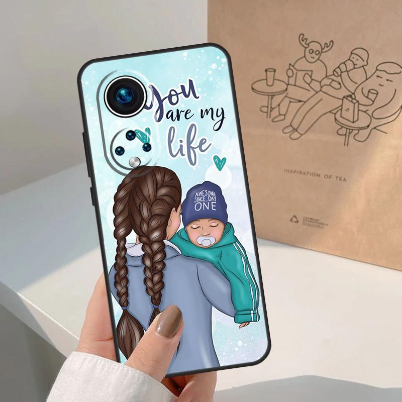 Super Mom Baby Girl Son Daughter For Huawei P20 P30 P40 P60 Pro P Smart Nova 9 5T Honor 70 90 50 Magic5 Lite X7a X9a X8a Case