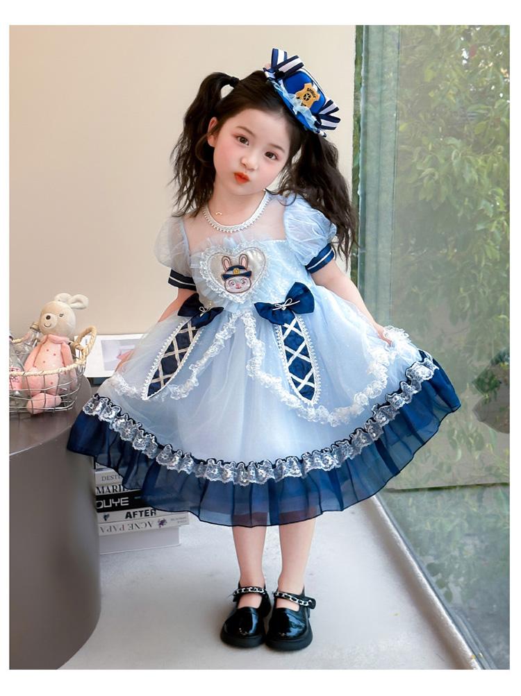 Girl cartoon rabbit police officer Lolita dress summer dress mesh princess dress fluffy dress birthday dress