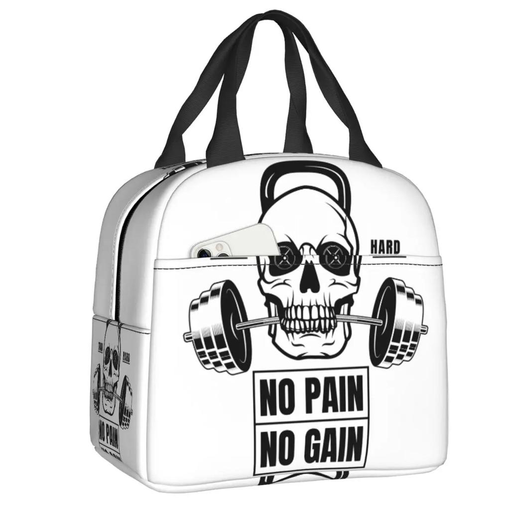 Powerhouse Gym Logo Thermal Insulated Lunch Bag Women Bodybuilding Fitness Portable Lunch Container Travel Storage Food Box