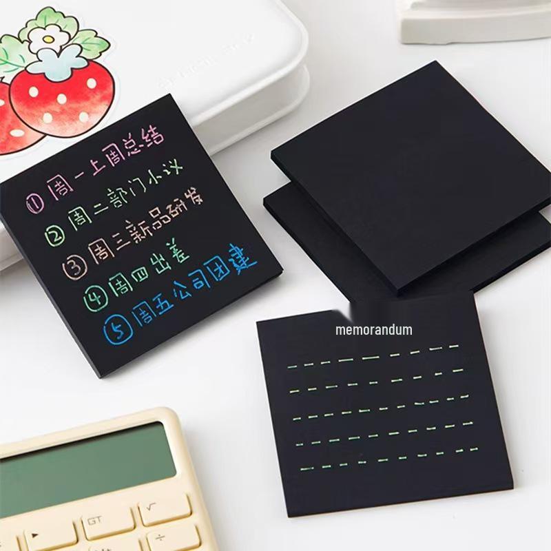 High-Value Reusable Black Sticky Notes for Students - Creative Note Paper & Labels Black