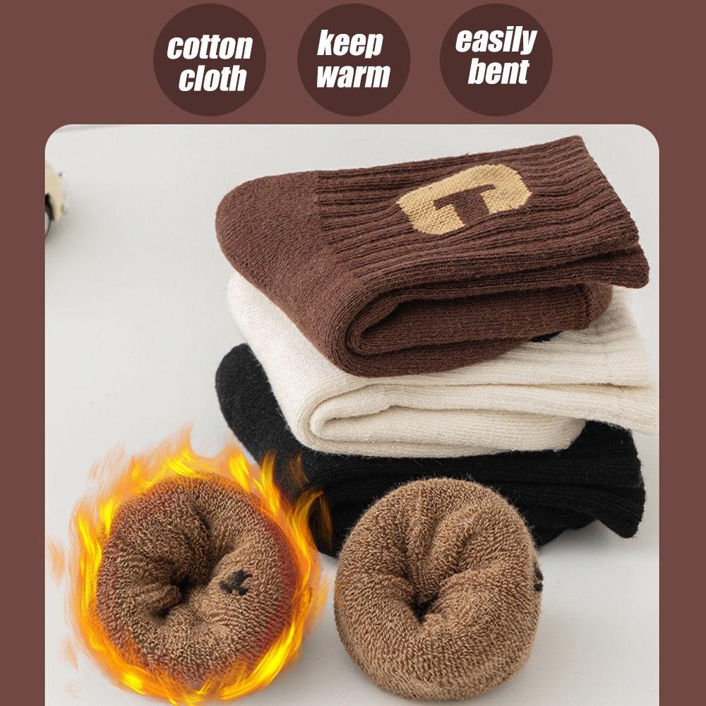 4 Pairs/Set Kids Socks Fashion Socks for Boys Girls Warm Hiking Thermal Winter Cozy Soft Thick Toddlers Crew Boot Socks