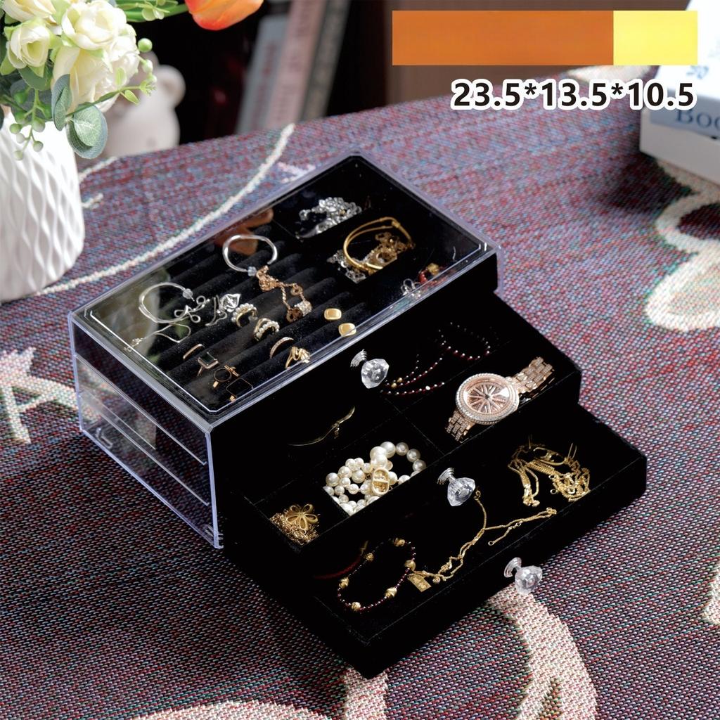 Dreischichtige Schmuckaufbewahrungsbox, Schubladentyp, großes Fassungsvermögen, Anlaufschutz für Ohrringe, Ringe, Halsketten, Armbänder, Schmuckkästchen.