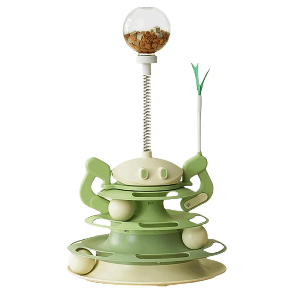 

Fun Puzzle Game 3 Layer Cat Toy Tower Physical Exerciser Stimulating Cat Food Toy Interactive Entertaining Kitten Indoor Use зелений