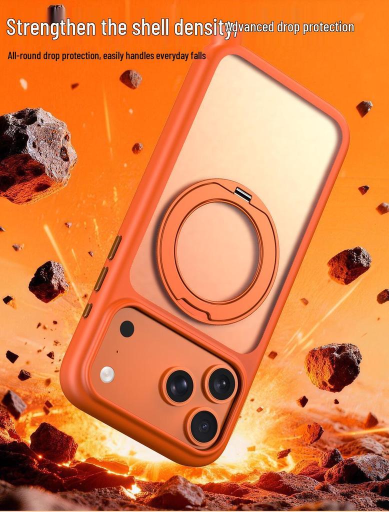 Compatible iPhone 17 Pro Max Magnetic Protective Case - Drop-proof, Rotating Air Matte Holder.