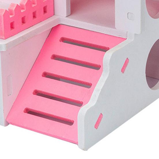 Yousheng Hamster House Ventilated Design Double Layers Wooden Hamster Hideout Accessories Toy for Guinea-pig
