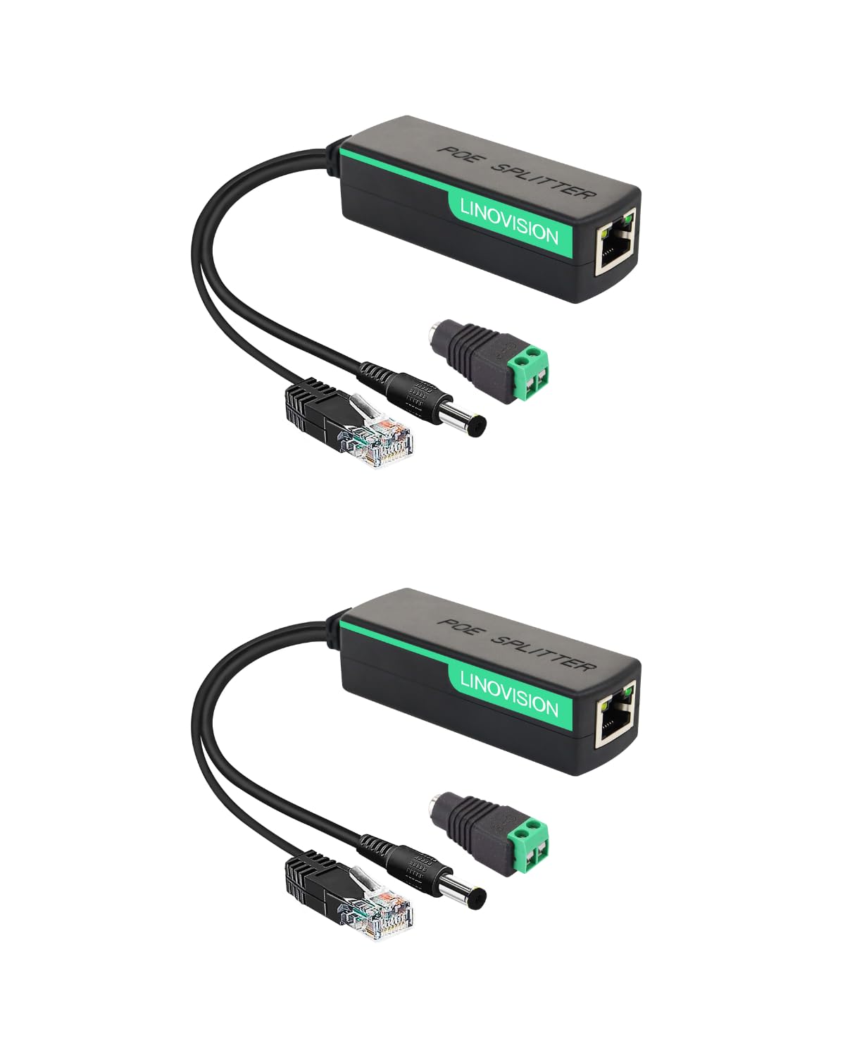 

LINOVISION POE DC12V 2A Power over Ethernet POE to DC Powered for Security VoIP Phones Splitter, Output, 10/100Mbps Splitter, IEEE802.3af/at Cameras,