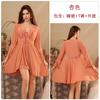 Spring and summer pajamas women with chest pads, suspenders, pajamas, pure desire wind long-sleeved pajamas, three-piece loungewear