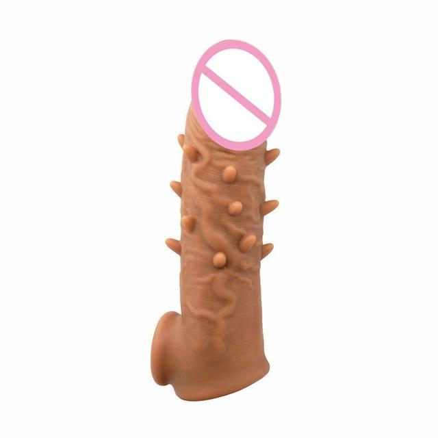 Realistic Penis Extender Cock Sleeve Reusable Condom Silicone Penis Delay Ejaculation Dick Enlargement Extension Man Sex Toys 18