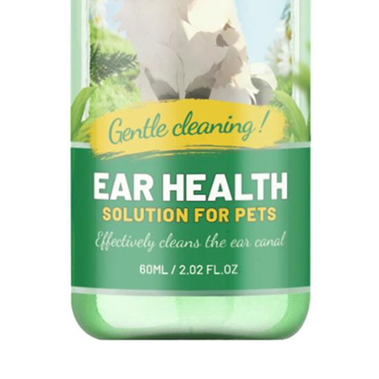 Limpiador de Oídos para Mascotas de 60 ml No Irritante Gatos Perros Líquido Limpiador de Oídos Suave para Oídos