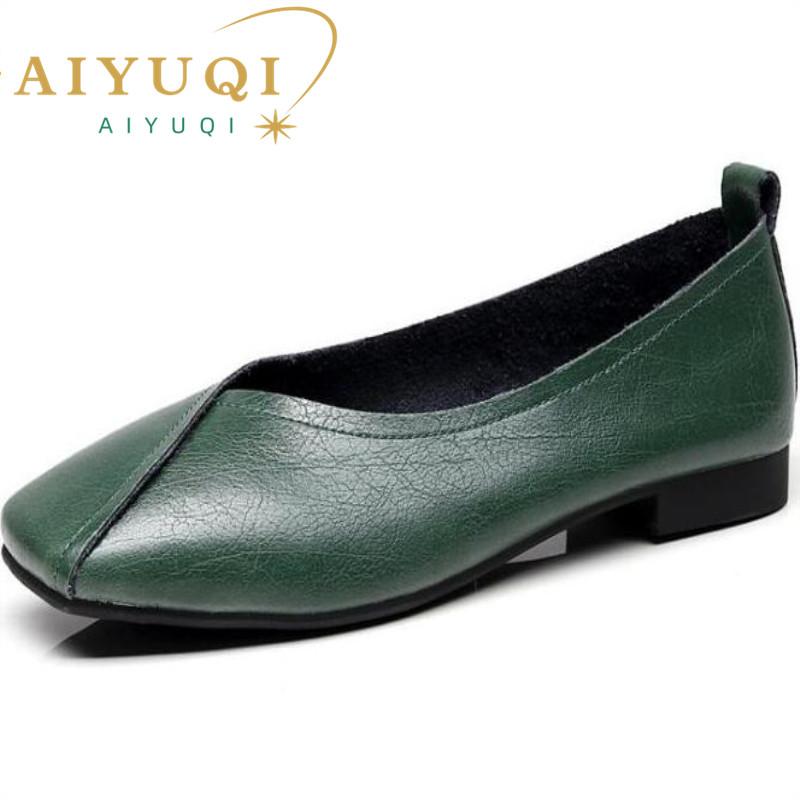 Fashion AIYUQI Flat Shoes  2025 New Autumn Genuine Leather Women Flat Shoes Onon-slip Plus Size 35-43 Women Casual Shoes