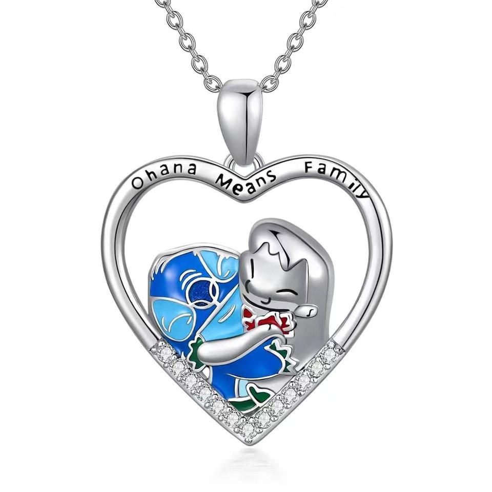 Animal Design Charming Bear And Girl Friendship Pendant Necklace Ideal Festivals For