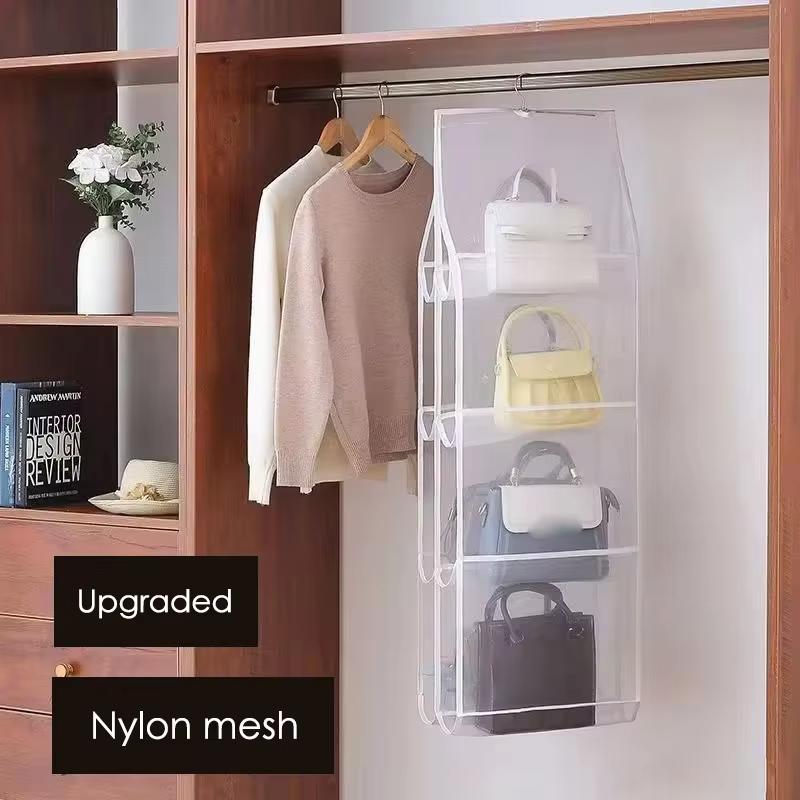 6/8 Fächer Handtaschen Hängeorganizer Mehrschichtig Faltbar Staubdicht Oxford-Stoff Handtaschen Aufbewahrungstaschen Für Familien-Kleiderschrank Schlafzimmer