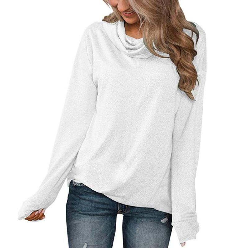 Women's Wear 's New  Autumn Solid Color Pullover Pile Neck Long Sleeve T-Shirt Loose Casual Thin
