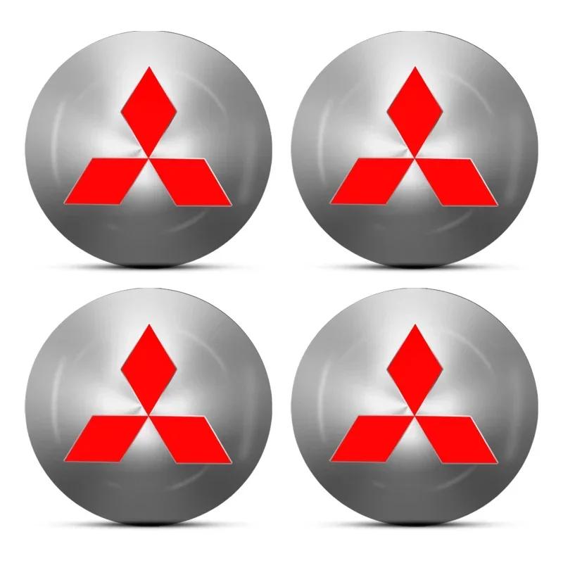 4 Stück Auto Radnabenkappe Logo Aufkleber Felgenabdeckung Emblem für Mitsubishi Outlander I200 Pajero Eclipse ASX Lancer Space