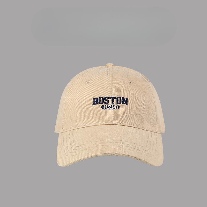 Furted Korean Hat for Women's Embroidered Baseball Cap Showing Small Face Plus Large Brim Soft Top Baseball Cap for Men