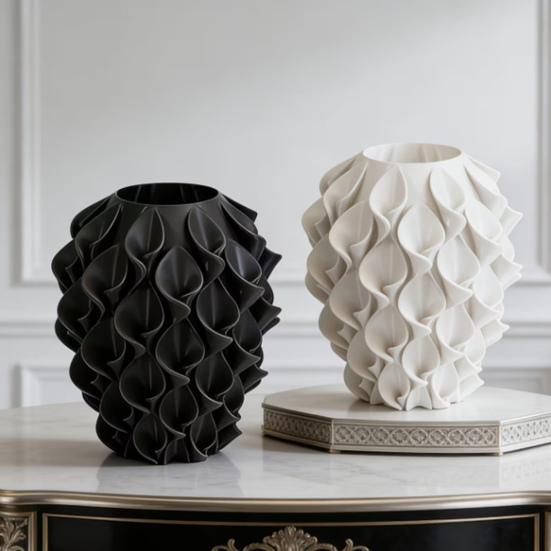 3D Printed Wavy Vase Modern Boho Vase Table Centerpiece Vase for Dried Artificial Flowers Home Room Wedding Decor