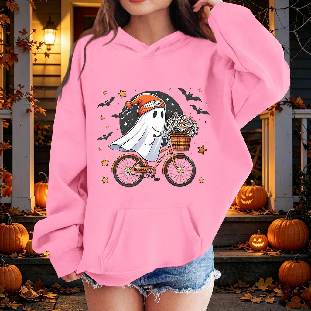 Kids Halloween Printed Hoodie, Loose Fit Casual Pullover for Boys Girls
