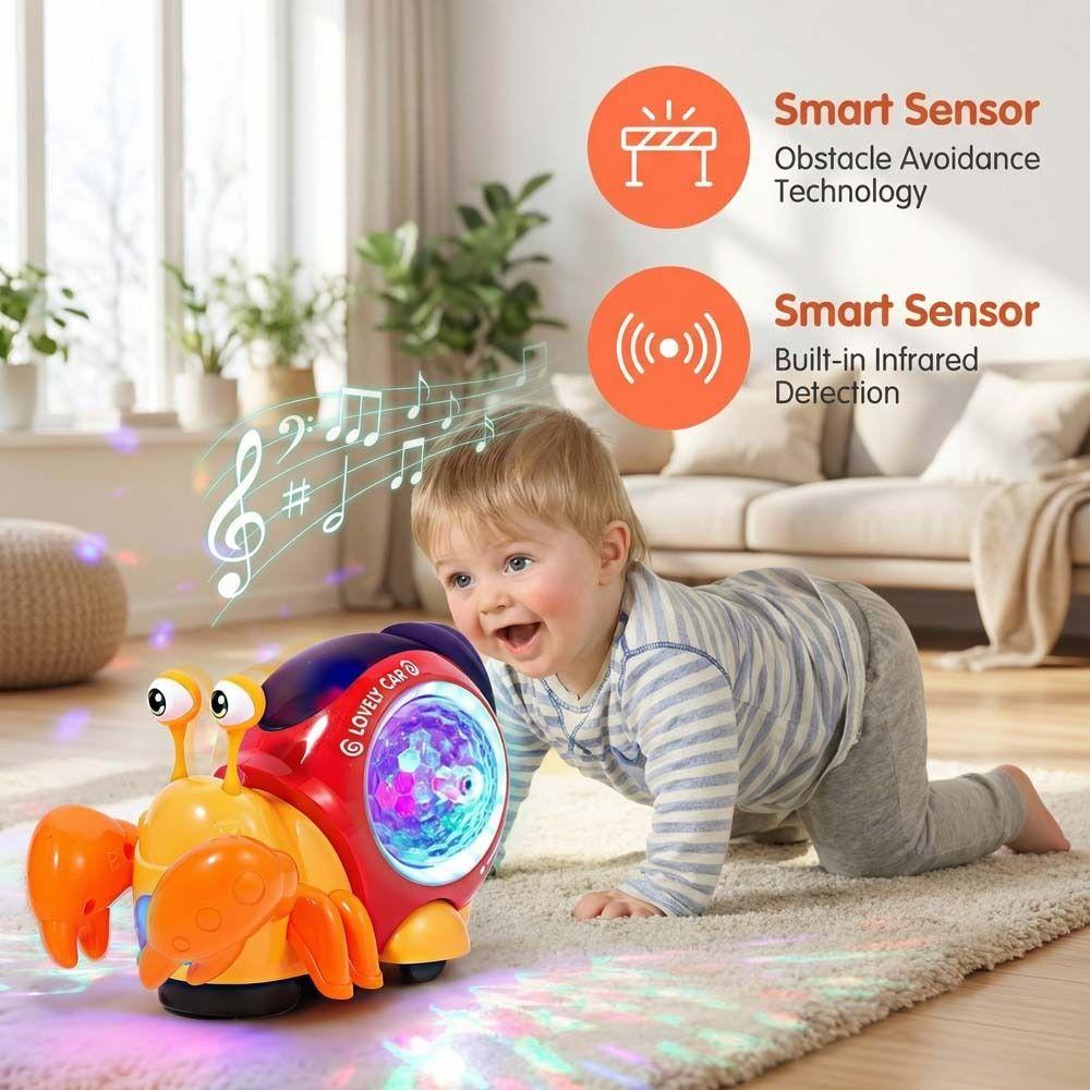 Plastic LED Light Crab Walking Toys With Music Crawling Crab Sensory Toy Kids