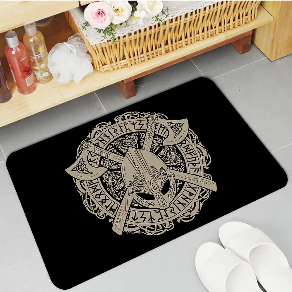 Tappetino con simbolo pattern vichingo stampato antiscivolo assorbente per pavimento di bagno corridoio decorazione camera da letto casa piccolo tappeto