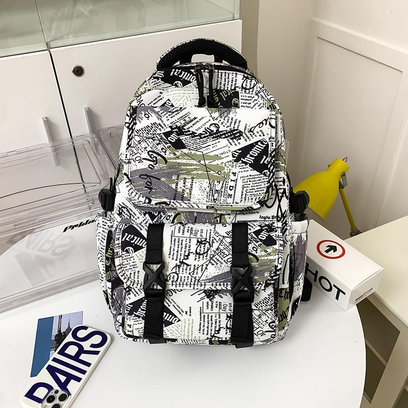 Schoolbag graffiti color printing fashion trendy cool college student schoolbag new leisure travel large capacity backpack