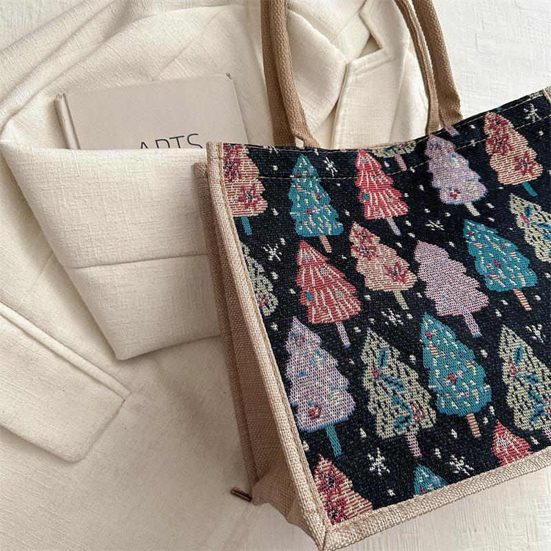 Linen Bag Hand-painted Cotton Sacks Jute Portable Imitation Sacks Linen Bags Shopping Bags Laminated Bags