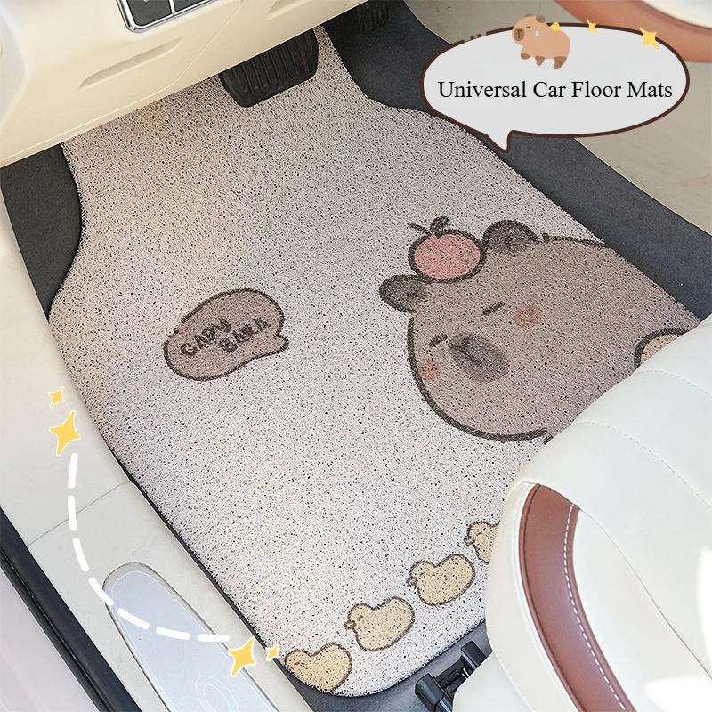 Universal Cute Capybara Car Floor Mat Set - Tailored Wire Mat Wear Resistant Stain Resistant Auto Mat Accessories