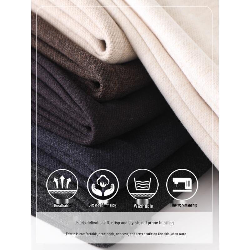 Women's Woolen Wide-Leg Drape Pants: New 2025 Loose, Stylish Velvet-Enhanced Suit Trousers for Autumn and Winter.