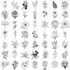 50 Black and White Plant Stickers Package Waterproof Transparent PET Hand Account Flower Material Decorative Guitar Notebook