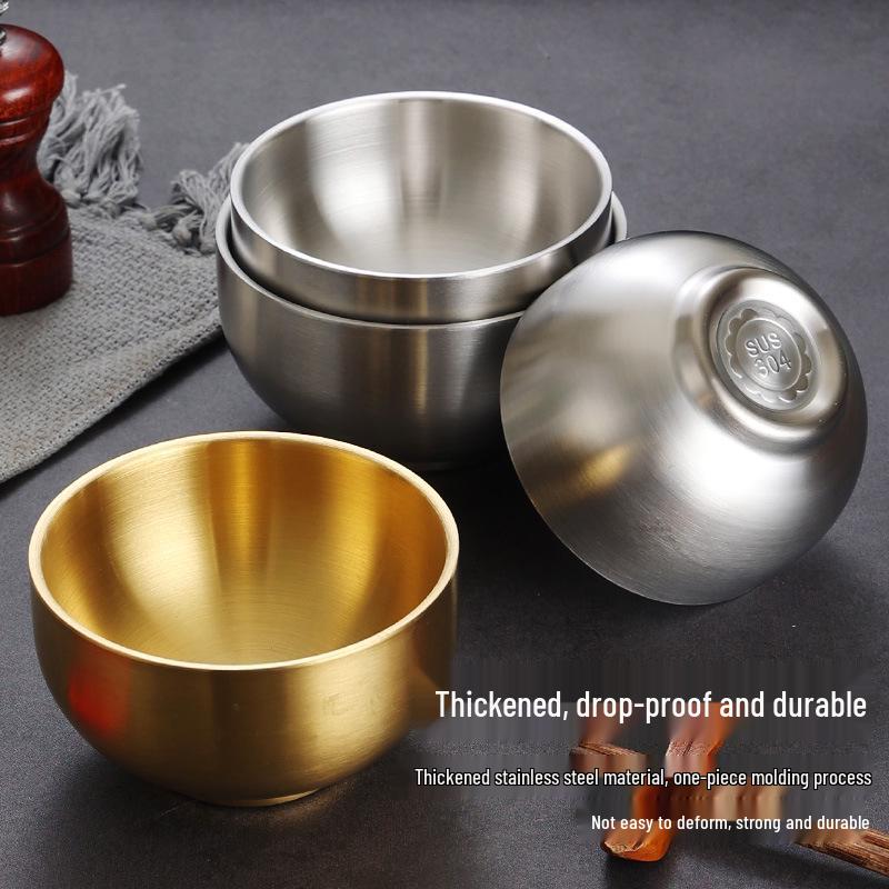 304 Stainless Steel Children's Snack & Meal Bowl, Gold Seasoning, Ramen & Soup Bowl