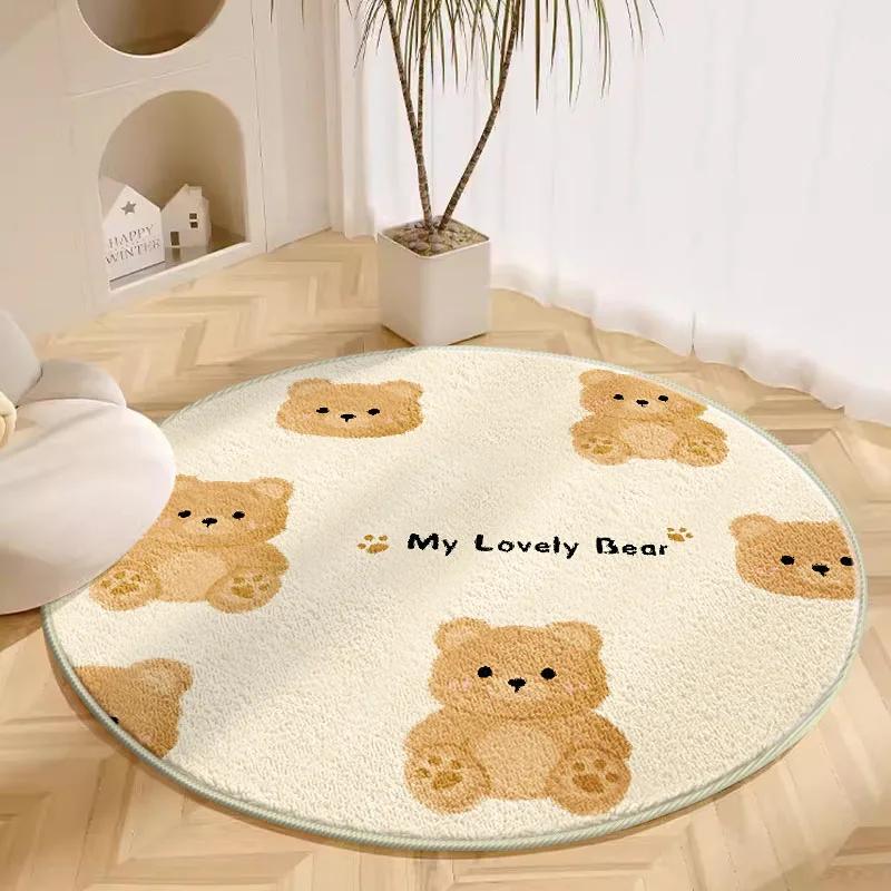 Cartoon Animals Carpets for Living Room Cute Bedroom Decor Plush Rug Round Dressing Table Floor Mat Fluffy Soft Children Carpet