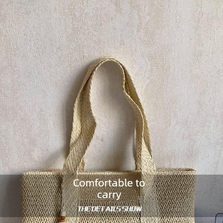 Contrasting Tassel Straw Woven Tote Bag Women's Shoulder Bag