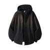 Men's Light Gray Oversized Zip-Up Hoodie, Casual Full-Zip Sweatshirt with Hood, Streetwear Style for Daily Wear