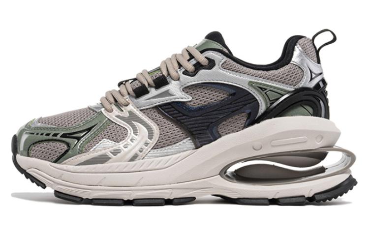 Li Ning Project* Cushioning Abrasion Resistant Cushioning, Wear Resistant Low top Chunky Sneakers Women s Gray Black AGCT134-2 40